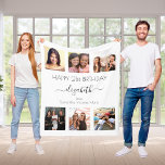 Birthday white photo collage friends fleece blanket<br><div class="desc">A gift from friends for a woman's 21st birthday, celebrating her life with a collage of 6 of your high quality photos of her, her friends, family, interest or pets. Personalize and add her name, age 21 and your names. Black text. A chic, classic elegant white background colour. Her name...</div>