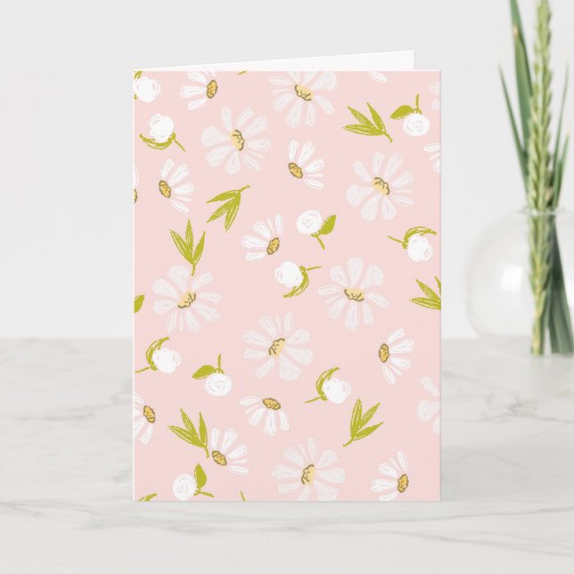 Birthday White Watercolor Daisies  Card (Front)