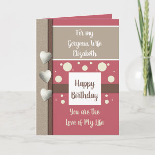 Birthday Wife the reason I smile pink and brown Card