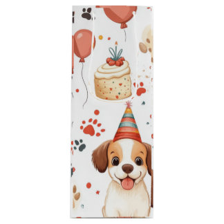 Birthday Wine Box with Cozy Cottage Details Gift Bag