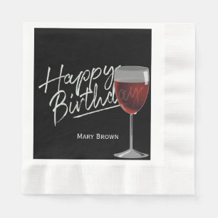 Birthday wine on black napkin