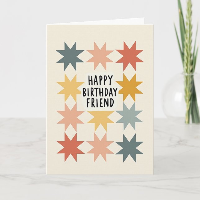 Birthday Wish Starry Grid Card (Front)