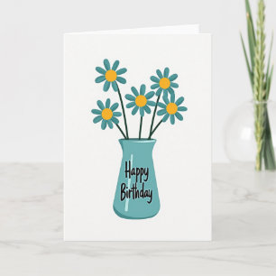 Birthday Wish Teal Bloom Card