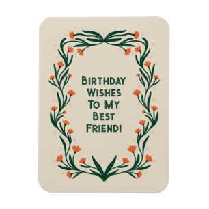 Birthday Wishes Elegant Floral Frame Magnet