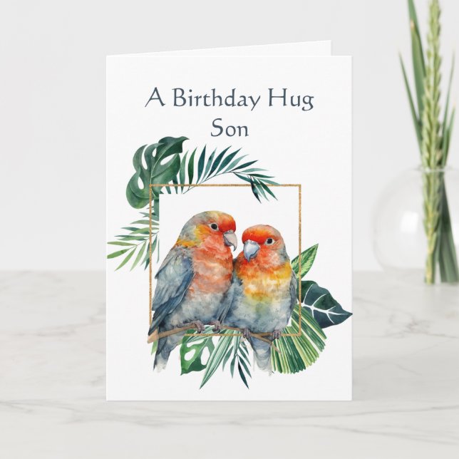 Birthday Wishes for Son from Parrot Bird Card (Front)