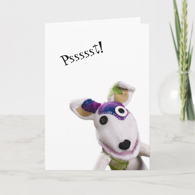 Birthday Wishes from Patches the Sock Puppet Card (Front)