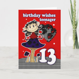 birthday wishes greeting card for teenager, 13