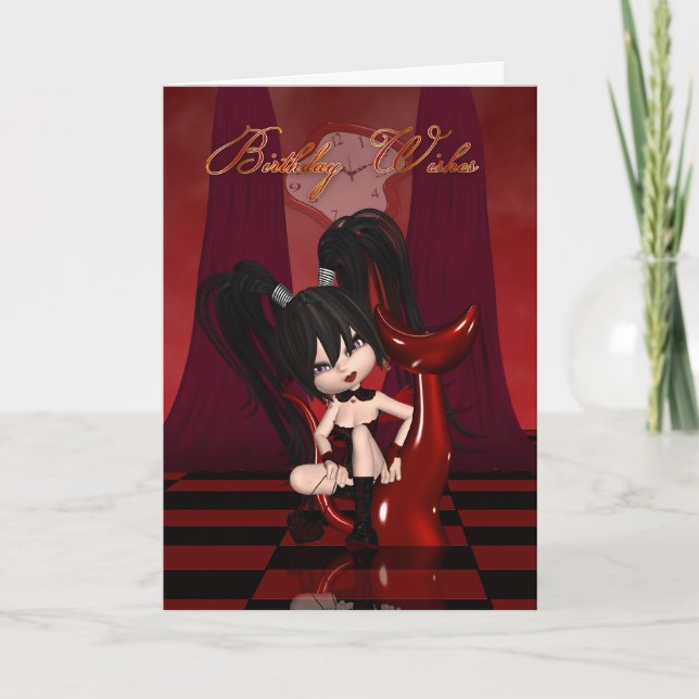birthday wishes greeting card - goth rock alternat (Front)