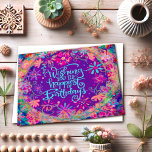 Birthday Wishes Pretty Purple Happy Floral Card<br><div class="desc">A trendy floral Inspirivity card to send to your girlfriends, nieces, grandmothers, granddaughters, sisters or coworkers…anyone really! The purple colours and fun flower artwork will be a nice surprise for whoever receives it. Zazzle offers volume discounts for anyone wishing to purchase inspirivity cards for their stores. To see more of...</div>