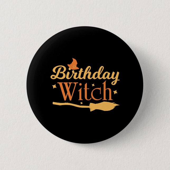 Birthday Witch Halloween Birthday 2 Inch Round Button (Front)