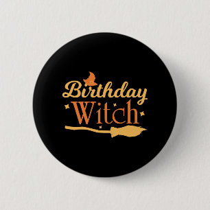 Birthday Witch Halloween Birthday 2 Inch Round Button