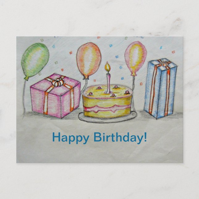 Birthday with balloons postcard (Front)