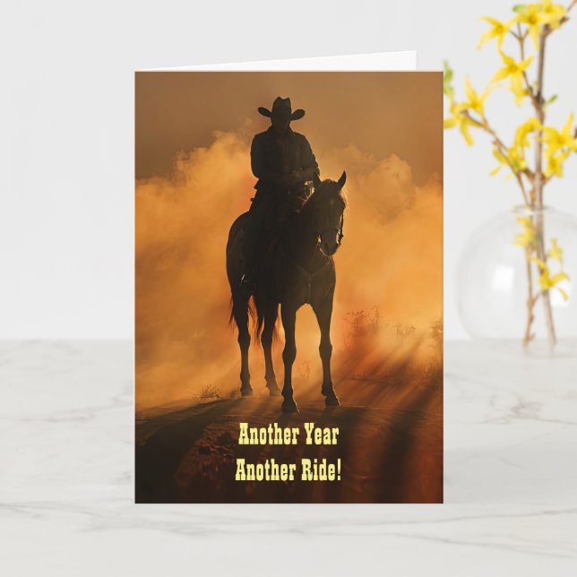 Birthday with Country Western Cowboy For Him Card (Yellow Flower)