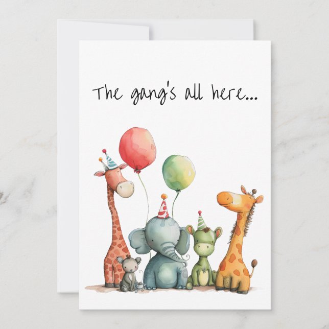 Birthday with Cute Quirky Cartoon Animals Card (Front)