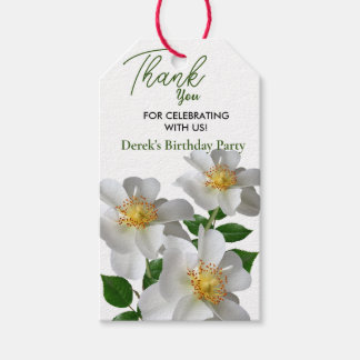 Birthday with white flower Gift Tags