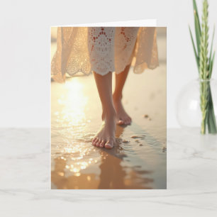 Birthday Woman Walking the Beach Card