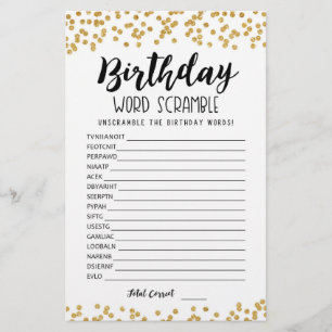 Birthday word scramble game with Answers