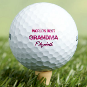 Birthday Worlds Best Grandma Personalized Pink Golf Balls