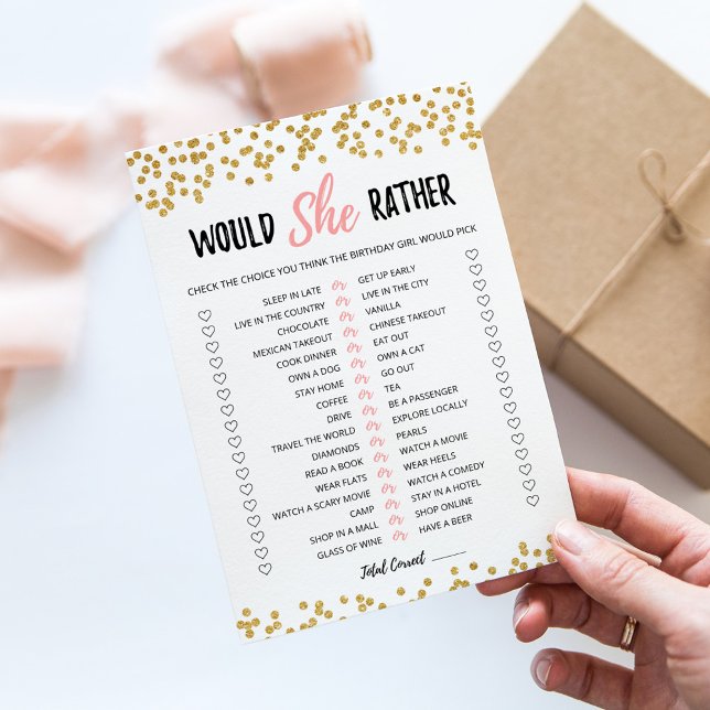 Birthday Would She Rather editable game Card (Creator Uploaded)