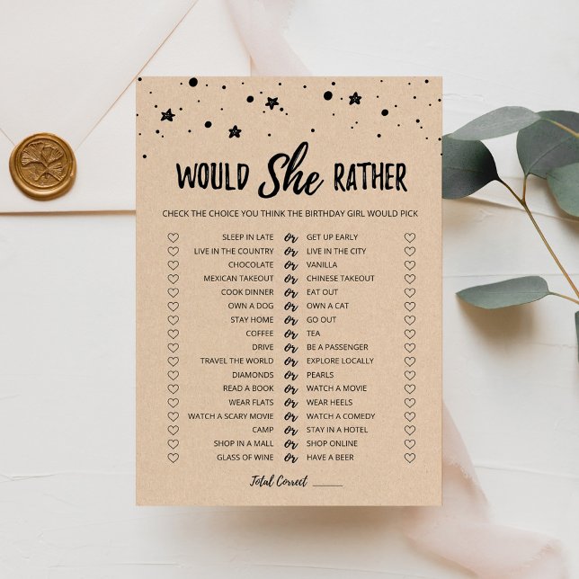 Birthday Would She Rather editable game Card (Creator Uploaded)