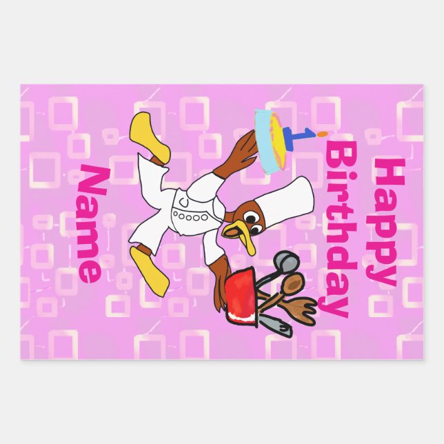 Birthday Wrapping Paper Flat Sheet Set of 3 (Front)