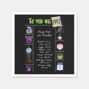 Birthday Year 1992 Party Paper Napkin