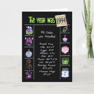 Birthday Year 1994 Fun Trivia Facts Card