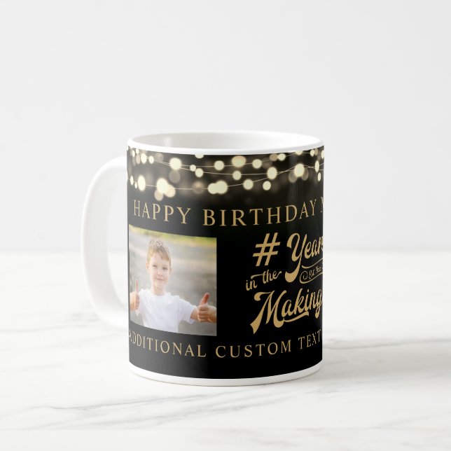 Birthday YEARS IN THE MAKING Black Gold Lights Coffee Mug (Front Left)