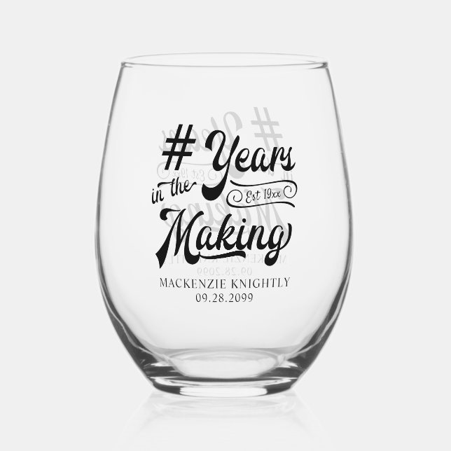 Birthday YEARS IN THE MAKING Personalized Stemless Wine Glass (Front)