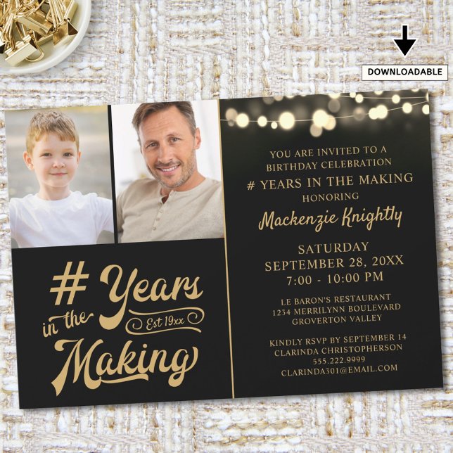 Birthday YEARS IN THE MAKING String Lights Photo Invitation (Creator Uploaded)