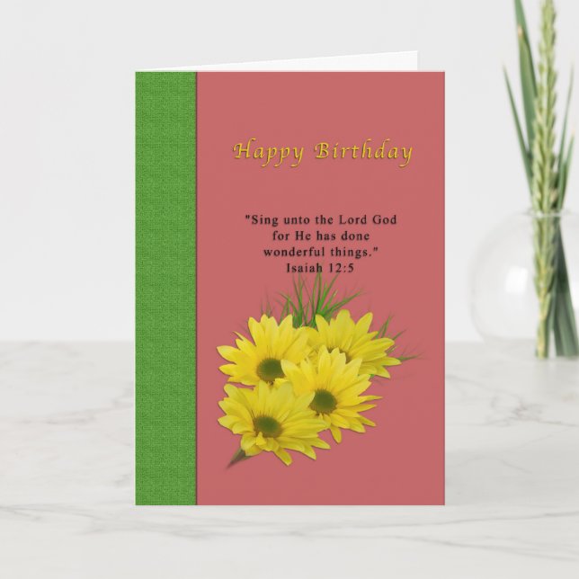 Birthday, Yellow Daisies, Religious Card (Front)