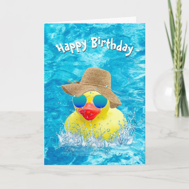 Birthday Yellow Duck With Sunglasses Card (Front)
