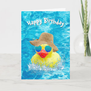 Birthday Yellow Duck With Sunglasses Card