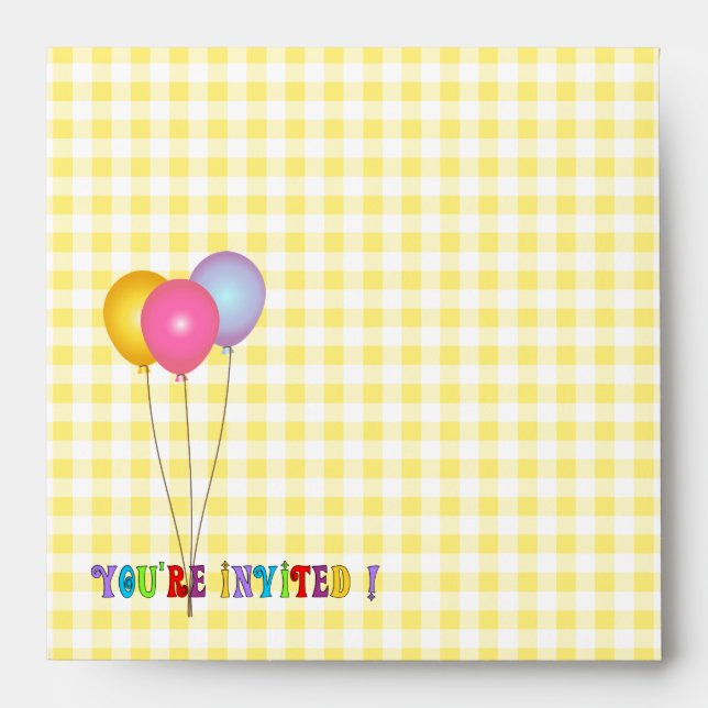 Birthday Yellow Gingham Envelope (Front)