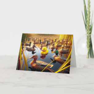 Birthday Yellow Rubber Duck With Hunting Decoys Card