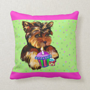 BIRTHDAY YORKIE THROW PILLOW