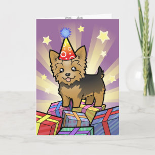 Birthday Yorkshire Terrier (short hair with bow) Card