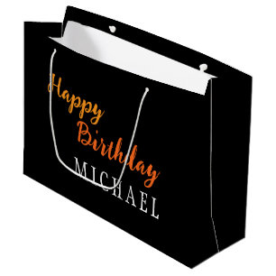 Birthday Your Name Minimalist Personal Modern Large Gift Bag