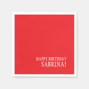 Birthday Your Name Minimalist Personal Modern Red Napkin