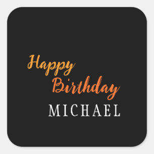 Birthday Your Name Minimalist Personal Modern Square Sticker