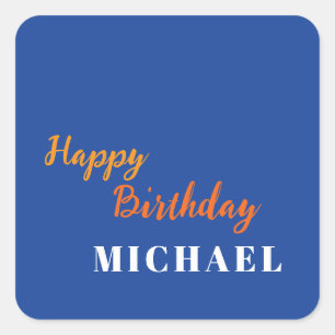 Birthday Your Name Minimalist Personal Modern Square Sticker