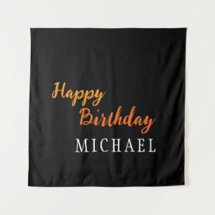 Birthday Your Name Minimalist Personal Modern Tapestry
