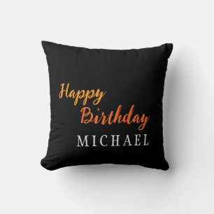 Birthday Your Name Minimalist Personal Modern Throw Pillow