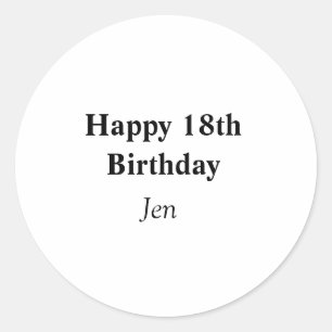 birthdays add your name text image editable invita classic round sticker