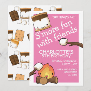 Birthdays are more fun with friends marshmallow invitation