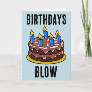 BIRTHDAYS BLOW FUNNY CAKE GREETING CARD