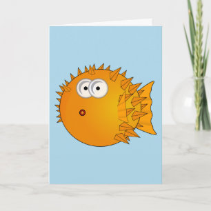 BIRTHDAYS BLOW, PUFFER FISH FUNNY CARD