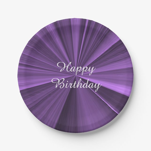 Birthdays by Janz Purple Star Paper Plate (Front)