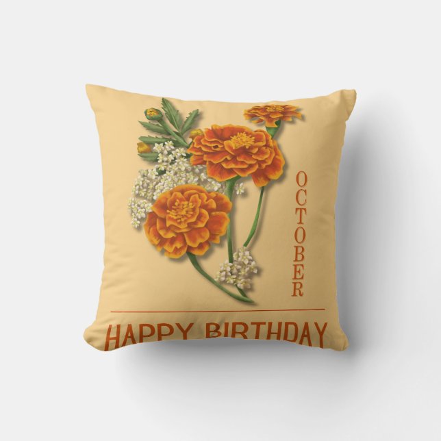Birthdays in October Throw Pillow (Front)