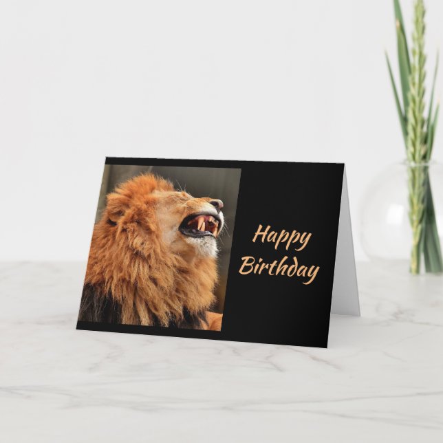 Birthdays Old Age Dangerous Sneeze Laughing Lion Card (Front)